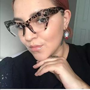 Animal print Cat eye clear lens glasses